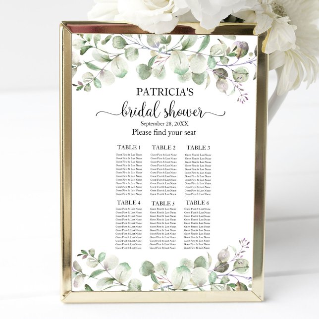 Greenery Eucalyptus Bridal Shower Seating Chart (Creator Uploaded)