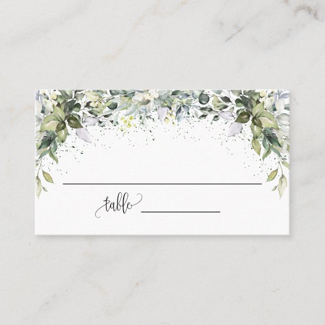 Greenery Eucalyptus Bridal Shower Wedding Flat Place Card (Front)