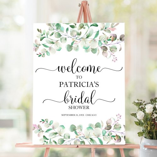 Greenery Eucalyptus Bridal Shower Welcome Foam Board