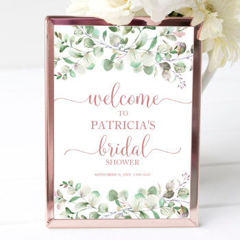 Greenery Eucalyptus Bridal Shower Welcome Poster by StampsbyMargherita at Zazzle