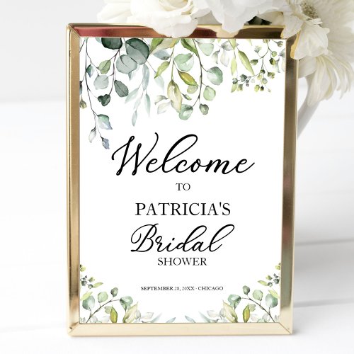 Greenery Eucalyptus Bridal Shower Welcome Poster