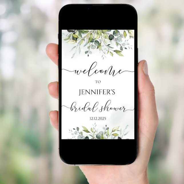 Greenery eucalyptus bridal shower welcome sign (Front Digital)