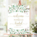 Greenery Eucalyptus Bridal Shower Welcome Sign<br><div class="desc">A greenery eucalyptus welcome sign for bridal shower. Easy to personalize with your details. Great for greenery or garden-themed bridal shower. Please get in touch with me via chat if you have questions about the artwork or need customization. PLEASE NOTE: For assistance on orders, shipping, product information, etc., contact Zazzle...</div>
