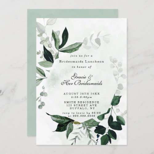 Greenery Eucalyptus Bridesmaids Luncheon Invites