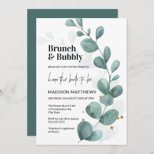 Greenery Eucalyptus Brunch & Bubbly Bridal Shower Invitation