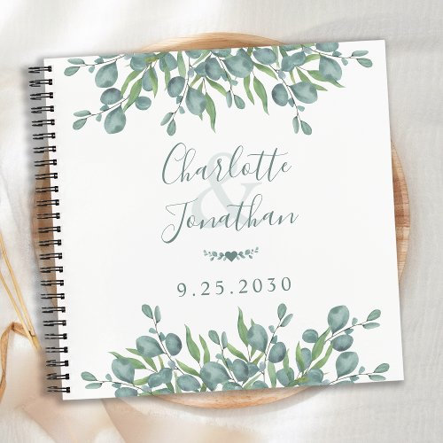 Greenery Eucalyptus Budget Wedding Guestbook  Notebook