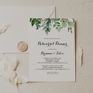 Greenery Eucalyptus Calligraphy Rehearsal Dinner Invitation