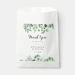 Greenery Eucalyptus Calligraphy Thank You Wedding Favor Bag