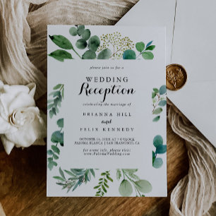 Greenery Eucalyptus Calligraphy Wedding Reception Invitation