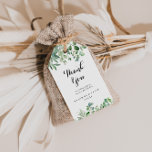 Greenery Eucalyptus Calligraphy Wedding Thank You Gift Tags<br><div class="desc">These greenery eucalyptus calligraphy wedding thank you favor tags are perfect for a modern wedding reception. The design features hand-painted artistic beautiful eucalyptus green leaves, assembled into neat bouquets to embellish your event. Personalize these tags with a short message, your names, and your wedding date. You can change the wording...</div>
