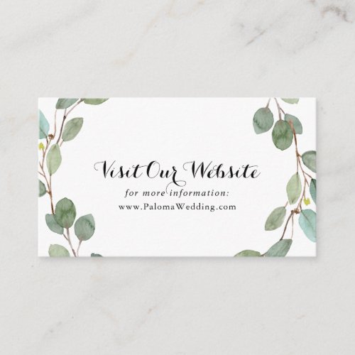 Greenery Eucalyptus Calligraphy Wedding Website Enclosure Card