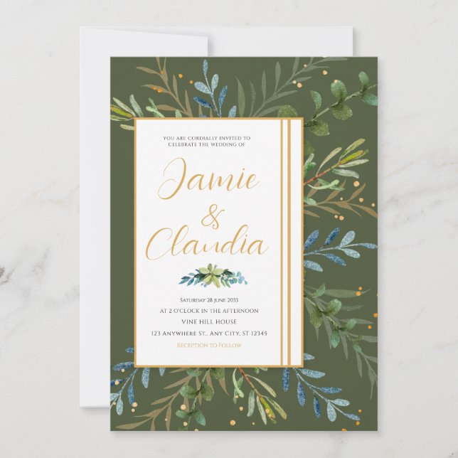 Greenery Eucalyptus classic wedding  Invitation (Front)