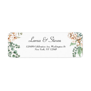 Greenery Eucalyptus Cotton Boho Return Address Label