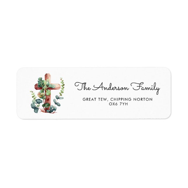 Greenery Eucalyptus Cross Address  Label (Front)