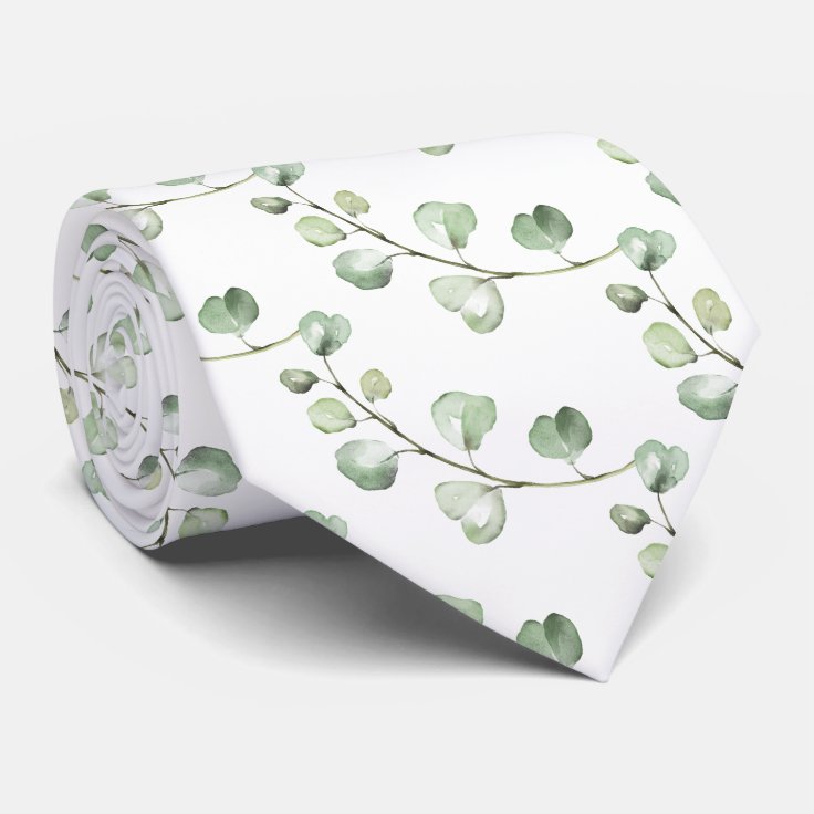 Greenery Eucalyptus Custom Color Background Groom Neck Tie Zazzle