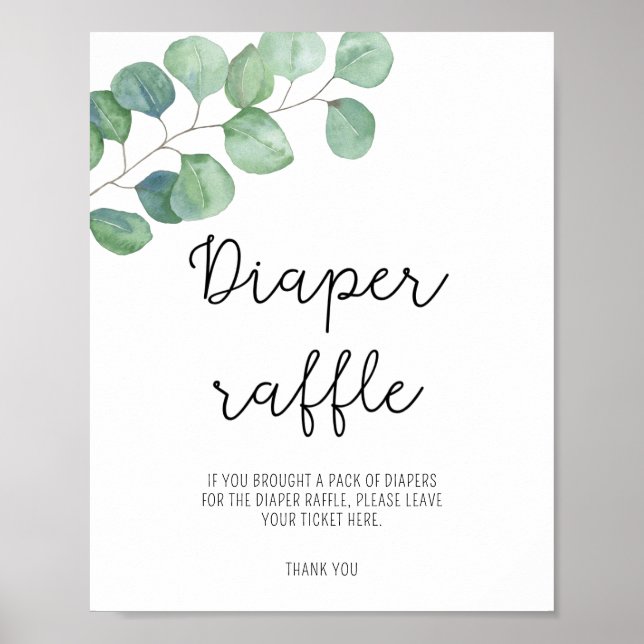 Greenery Eucalyptus - Diaper raffle poster (Front)