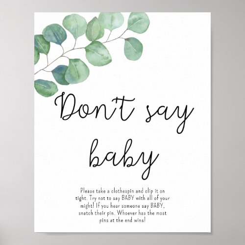 Greenery Eucalyptus _ Dont say baby Poster
