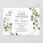Greenery Eucalyptus Elegant Botanical Baby Shower Invitation Postcard (Front)