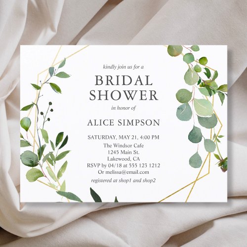 Greenery Eucalyptus Elegant Bridal Shower Invitation Postcard