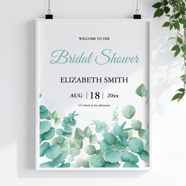 Greenery Eucalyptus Elegant Bridal Shower Poster (Greenery Eucalyptus Elegant Bridal Shower Poster)