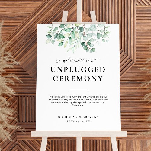 Greenery Eucalyptus Elegant Unplugged Wedding Foam Board