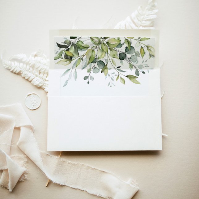 Greenery eucalyptus elegant wedding envelope liner (Creator Uploaded)