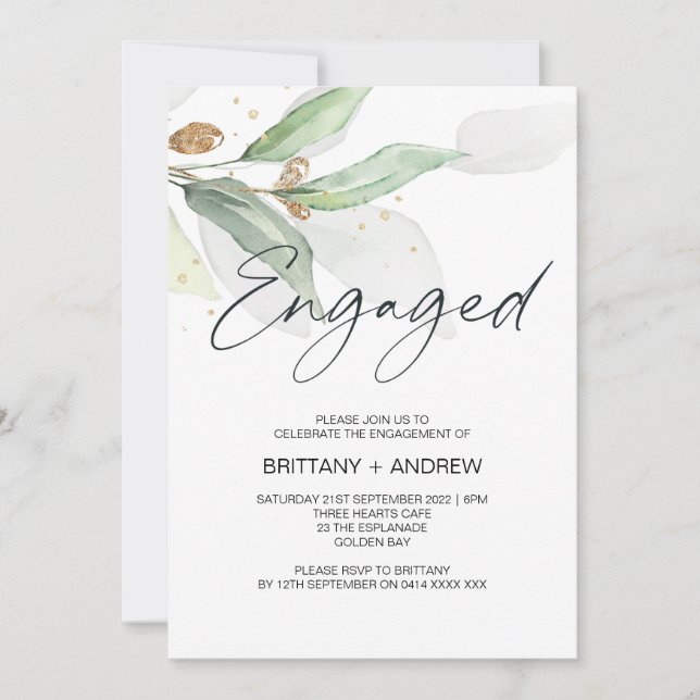 Greenery Eucalyptus Engagement Party Invite (Front)