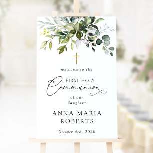 Greenery, Eucalyptus, First Holy Communion Welcome Foam Board