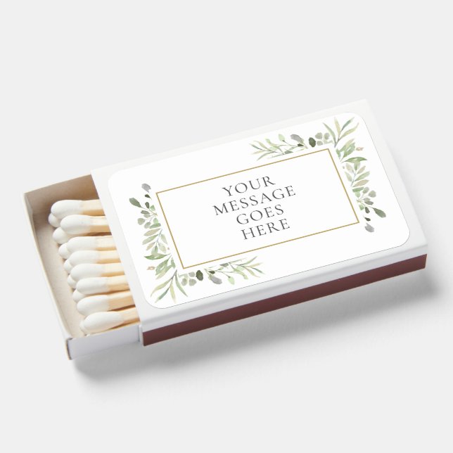 Greenery Eucalyptus Floral Custom Message Matchboxes (Front Open)