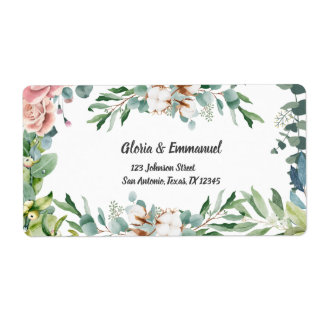 Greenery Eucalyptus Floral Wedding return address Label