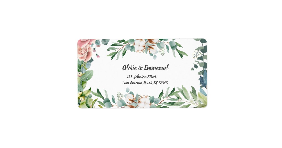 Greenery Eucalyptus Floral Wedding return address Label | Zazzle
