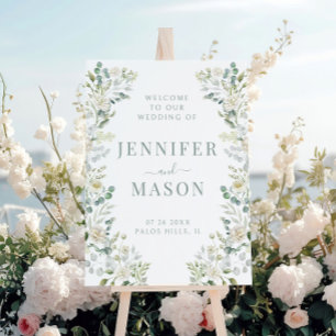 Greenery Eucalyptus Floral Wedding Welcome Sign