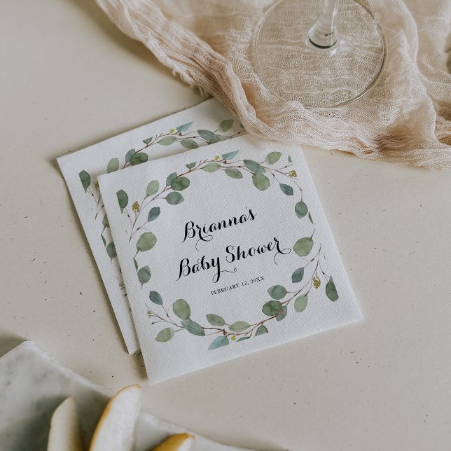 Greenery Eucalyptus Foliage Baby Shower Napkins (Creator Uploaded)