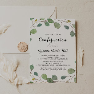 Greenery Eucalyptus Foliage Confirmation Invitation