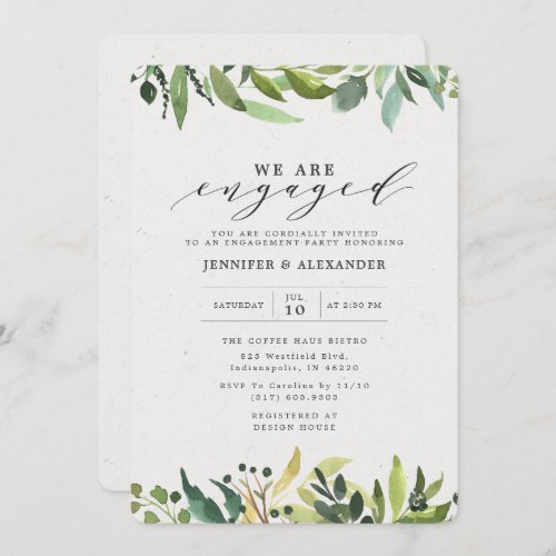 Greenery Eucalyptus Foliage Engagement Party Invitation