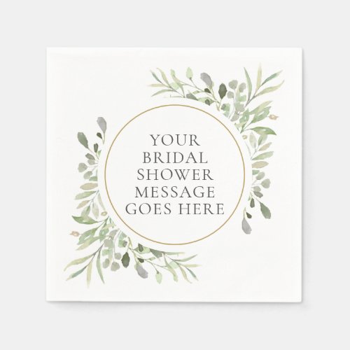 Greenery Eucalyptus Foliage Leaves Bridal Shower Napkins