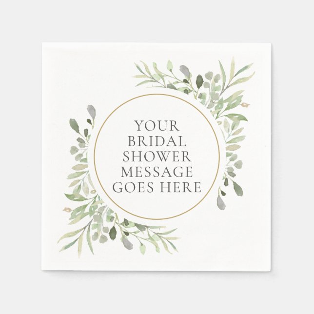 Greenery Eucalyptus Foliage Leaves Bridal Shower Napkins (Front)