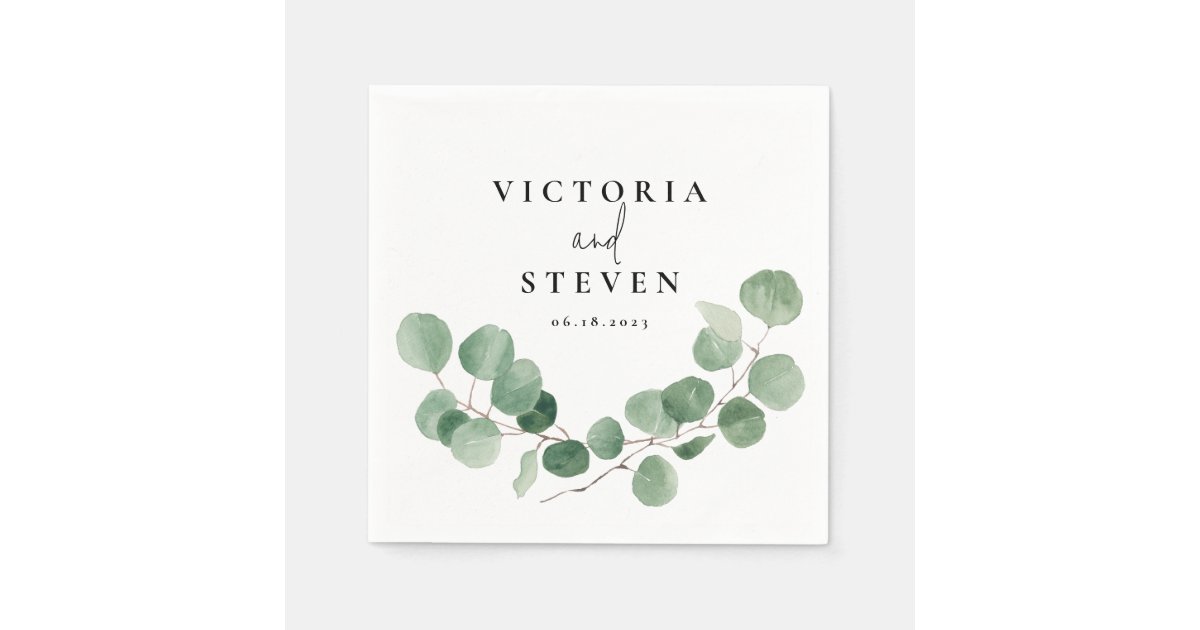 Greenery Eucalyptus Foliage Wedding Napkins Zazzle 