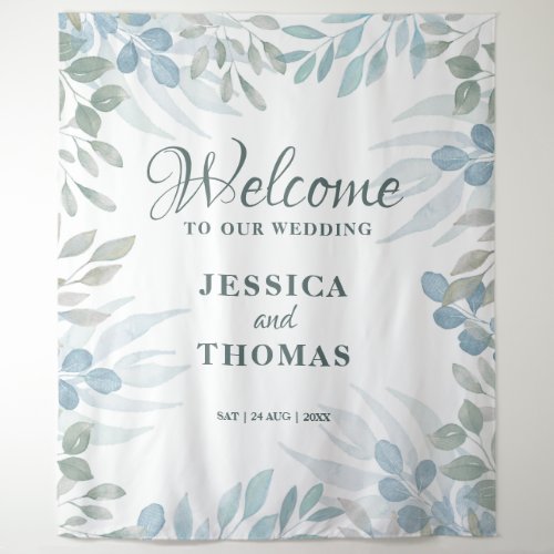 Greenery Eucalyptus Foliage Wedding Welcome Tapestry