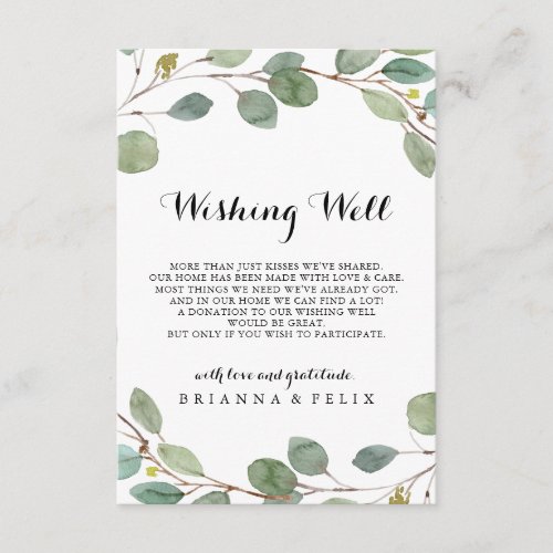 Greenery Eucalyptus Foliage Wedding Wishing Well Enclosure Card