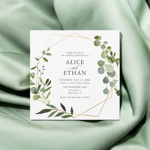 Greenery Eucalyptus Garden Geometric Wedding Invitation