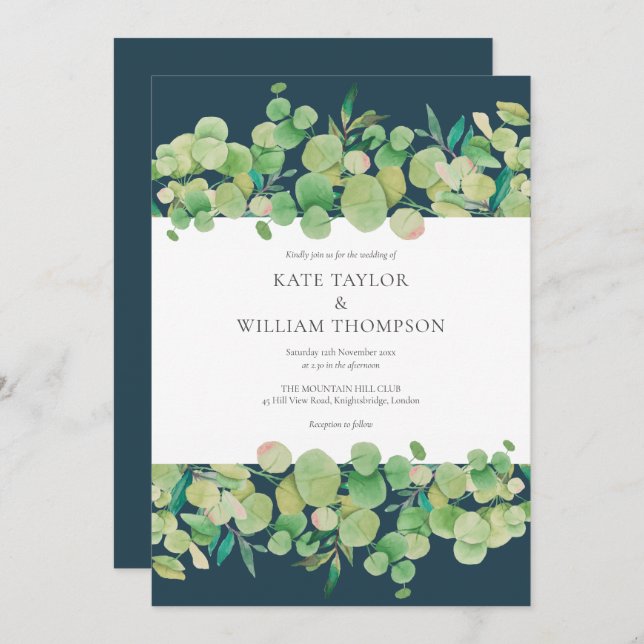 Greenery Eucalyptus Garland Wedding Invitation (Front/Back)