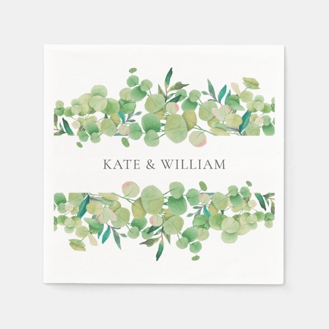 Greenery Eucalyptus Garland Wedding Napkins (Front)