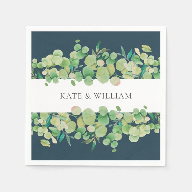 Greenery Eucalyptus Garland Wedding Napkins (Front)