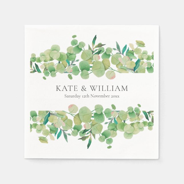 Greenery Eucalyptus Garland Wedding Napkins (Front)