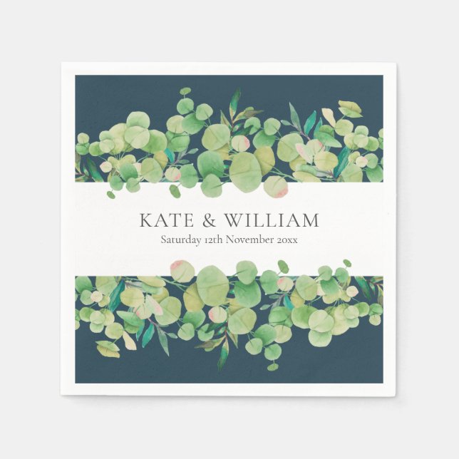 Greenery Eucalyptus Garland Wedding Napkins (Front)