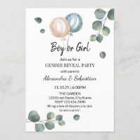 Greenery Eucalyptus Gender Reveal Invitation