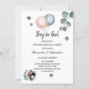 Greenery Eucalyptus Gender Reveal Invitation