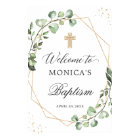 Greenery Eucalyptus Geometric Baptism Welcome Sign