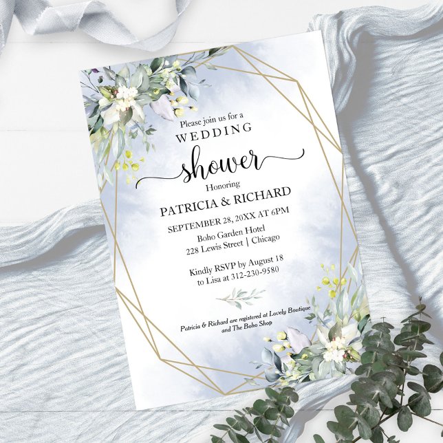 Greenery Eucalyptus Geometric Couples Shower Invitation (Creator Uploaded)